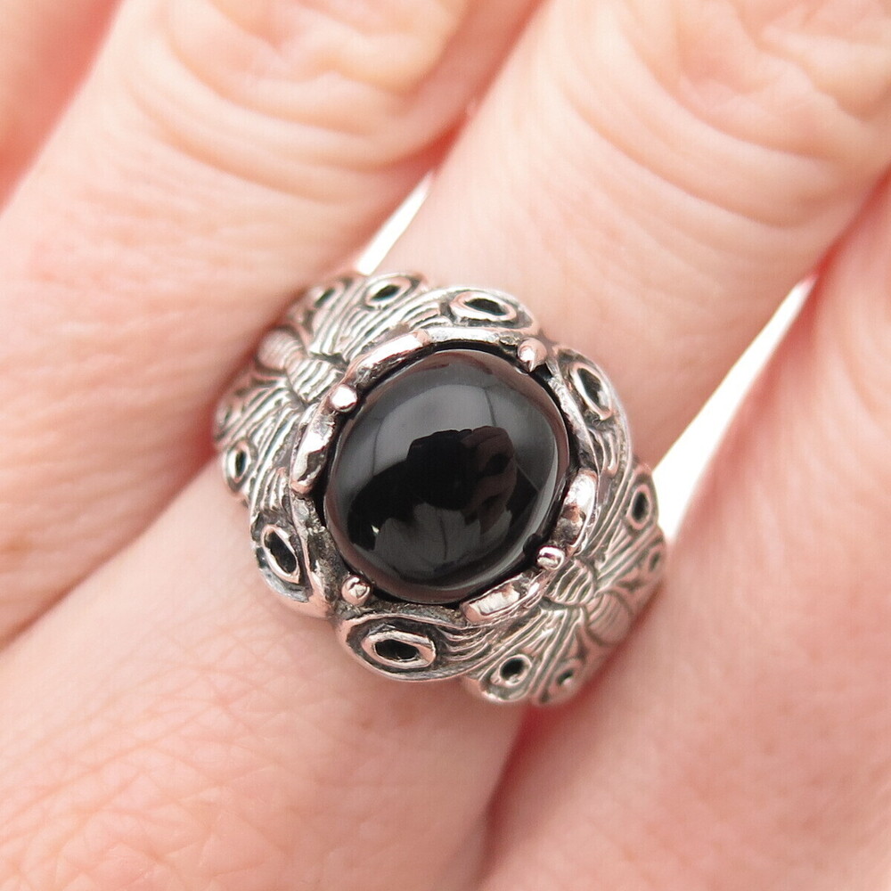 Chapal Zenray 925 Sterling Silver Vintage Real Black Onyx Butterfly Ring Size 9
